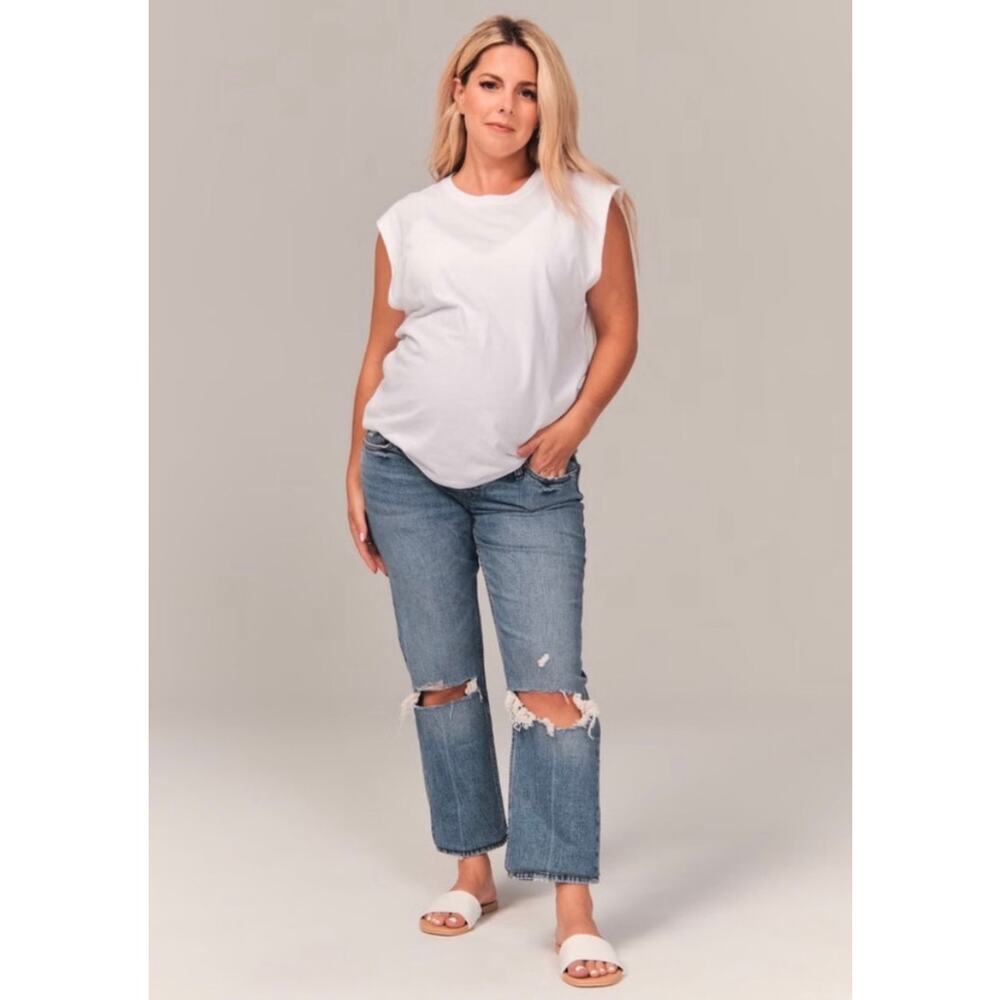 Abercrombie & Fitch Ankle Straight Maternity Jeans - Distressed - 33 - Size 16